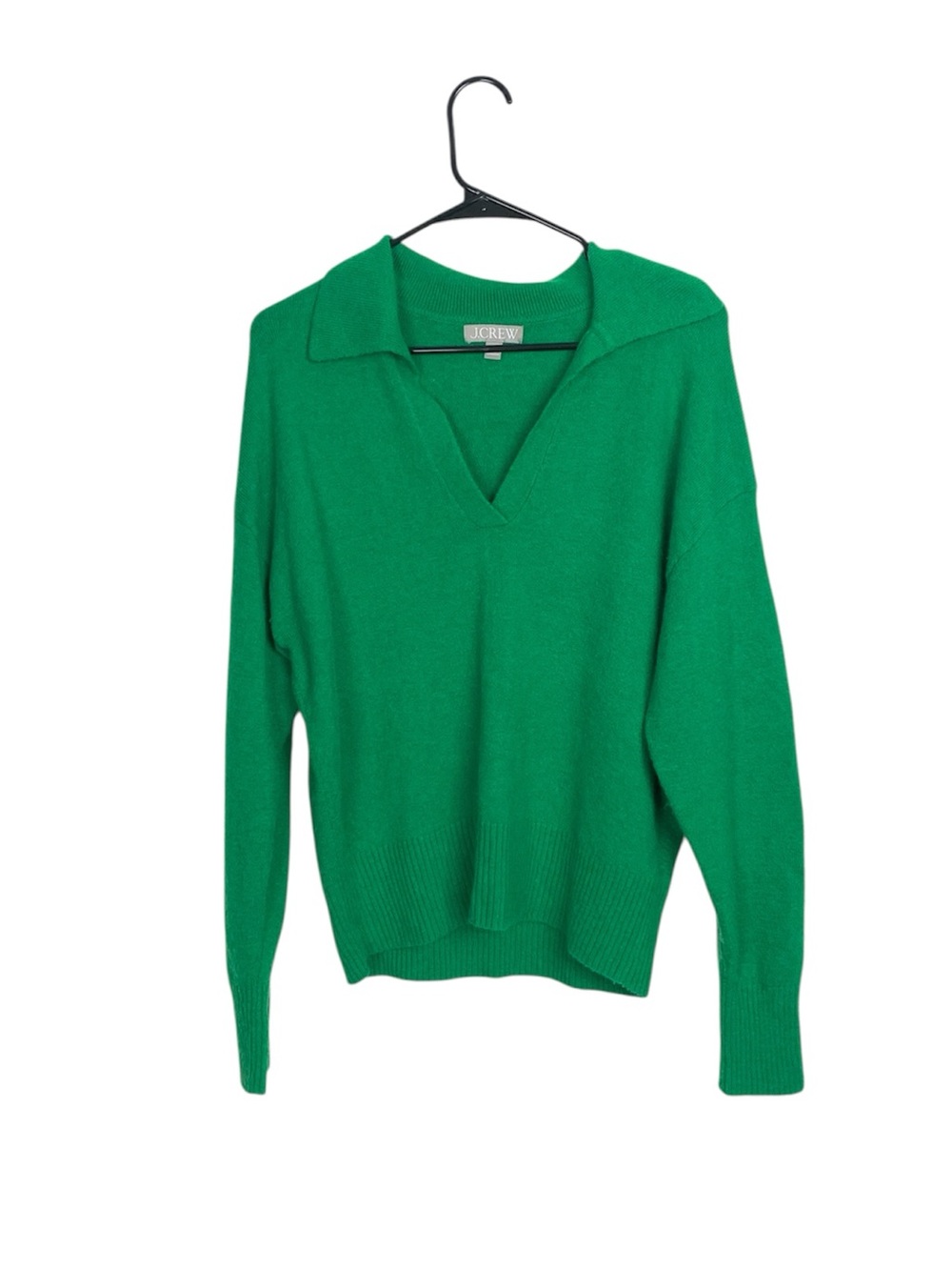J Crew merino wool blend Kelly green collared sweater size small